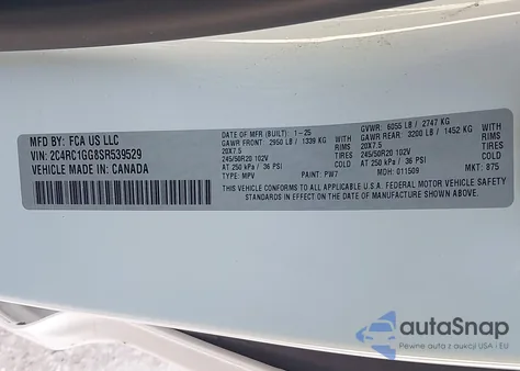 2025 Chrysler Pacifica Limited from USA, damaged, VIN 2C4RC1GG8SR539529